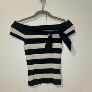 BEBE Off the shoulder Stripped Blouse Size M